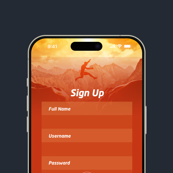 The Unit Challenge sign-up screen shown on a modern iPhone