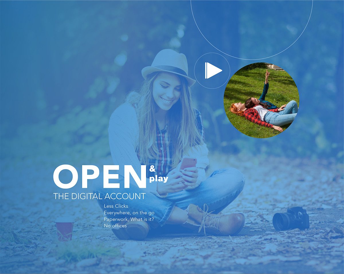 Circle Bank Open the digital account banner with a video play button