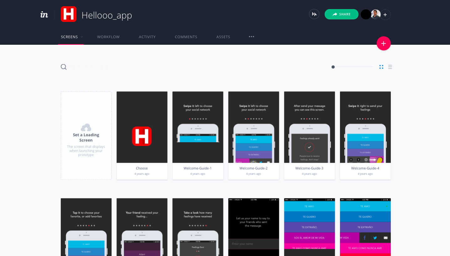 HelloooApp design library showing message card variants in several colour themes