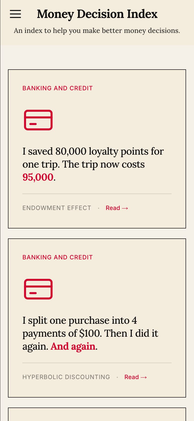 The Money Decision Index on mobile