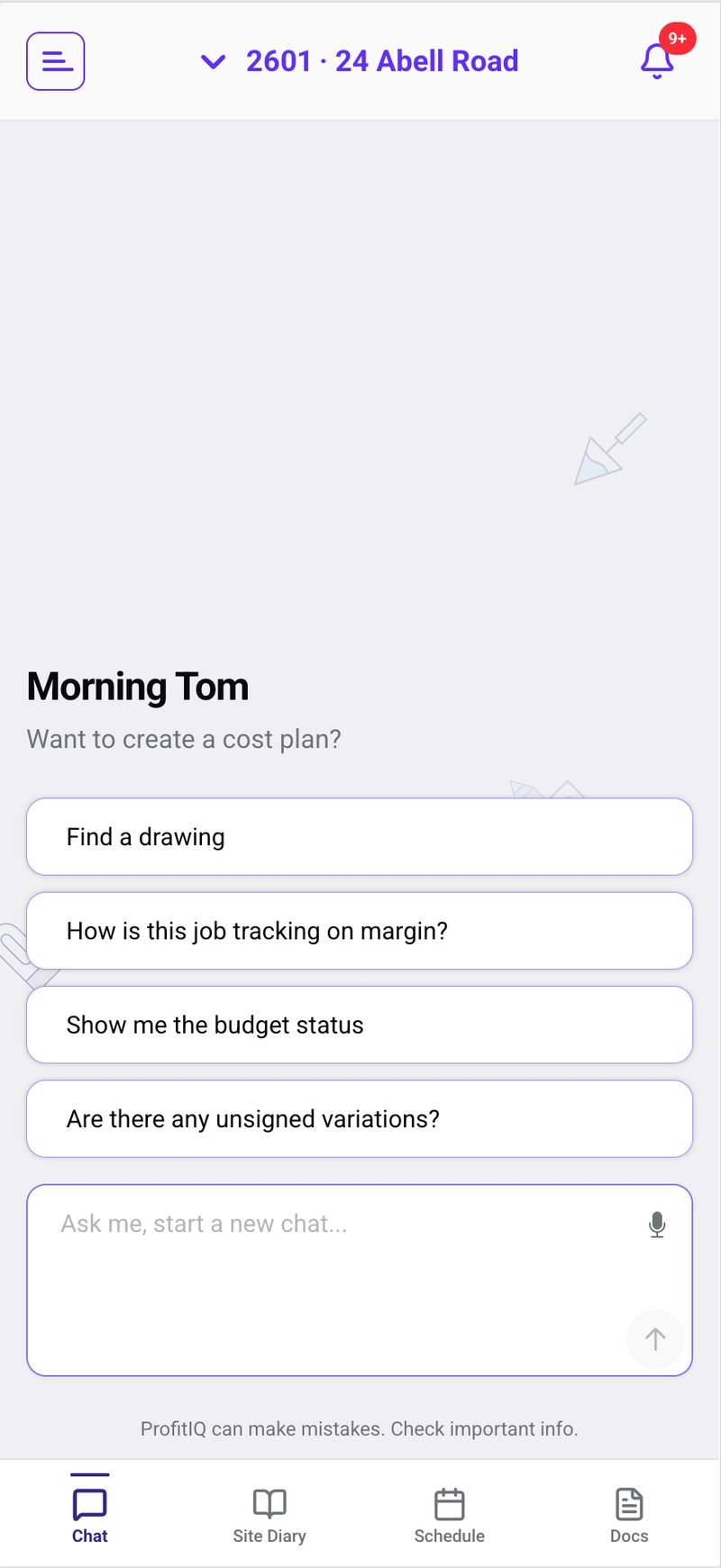 The ProfitIQ conversational assistant on mobile
